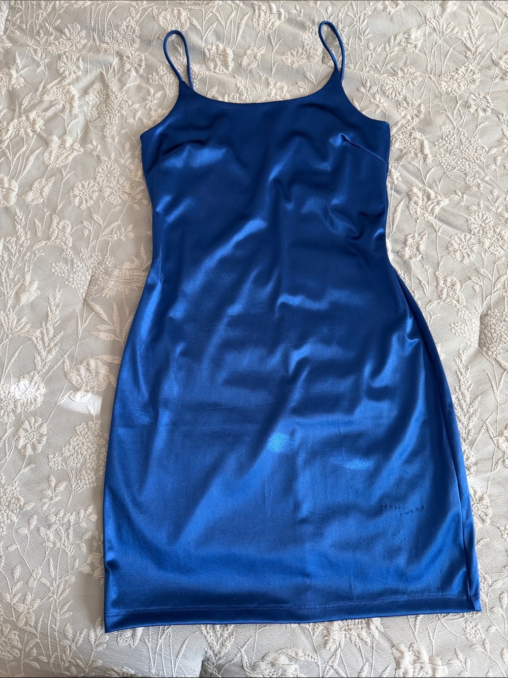 Satin Slip Dress in Cobalt Blue